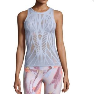 Sold Alo Yoga Vixen Fitted Muscle Tank Top Seamless Cutouts Sky Blue EUC